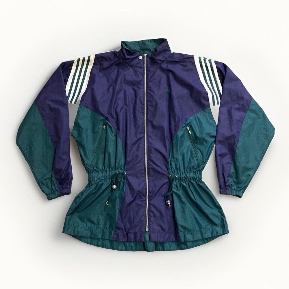 Adidas Vintage 1991 Women's Bomber Jacket  Size Large Rare Purple & Green